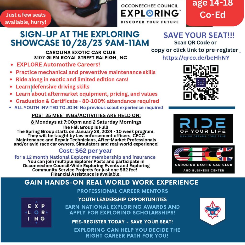 Explorer Post 25 Flyer - Ride of Your Life Academy