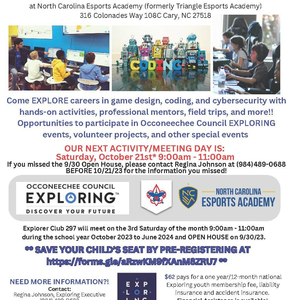 Middle School Explorer Club 297 - Coding, Game Design & Cyber Security