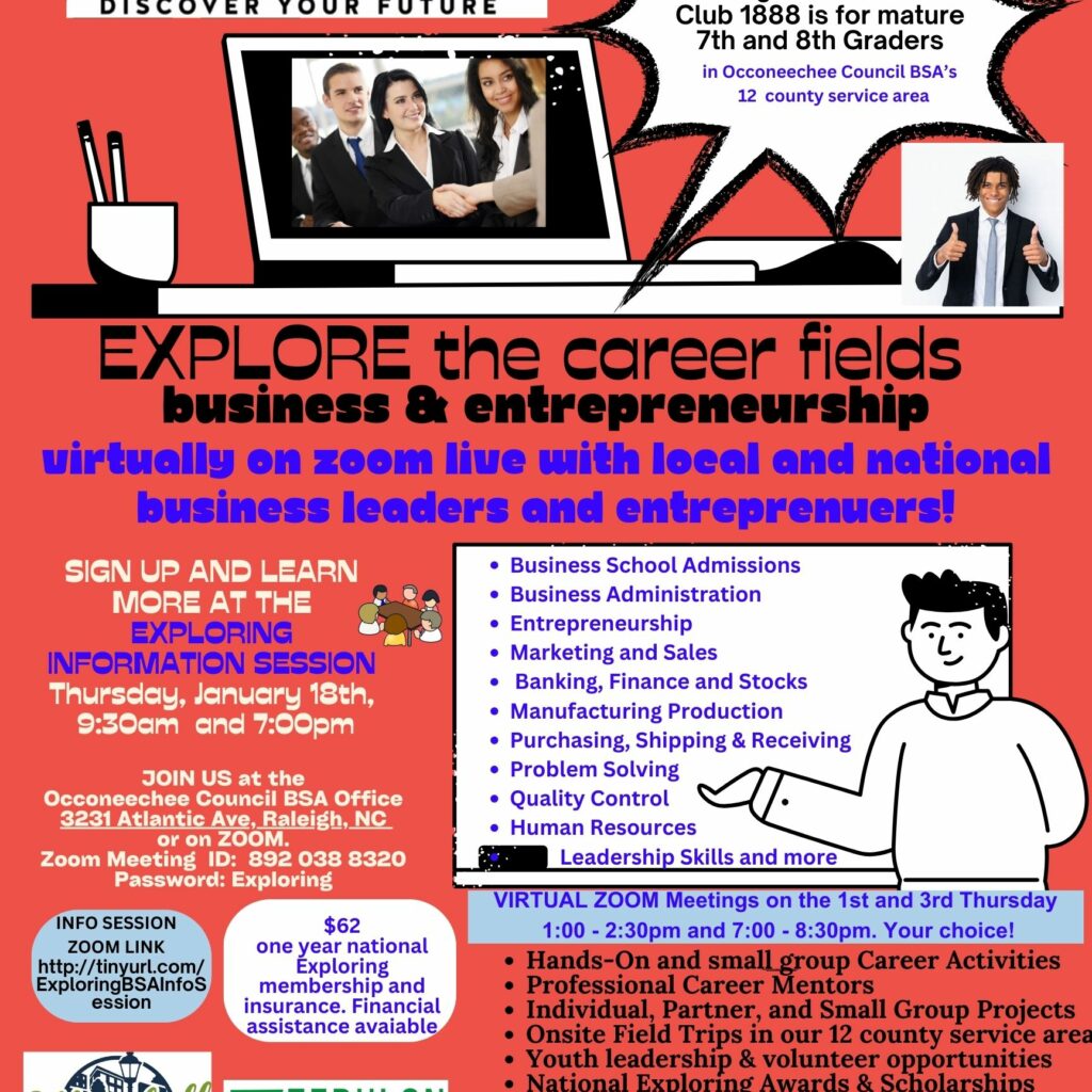 Business & Entrepreneurship VIRTUAL with onsite field trips - Explorer Post 1887 and Club 1888