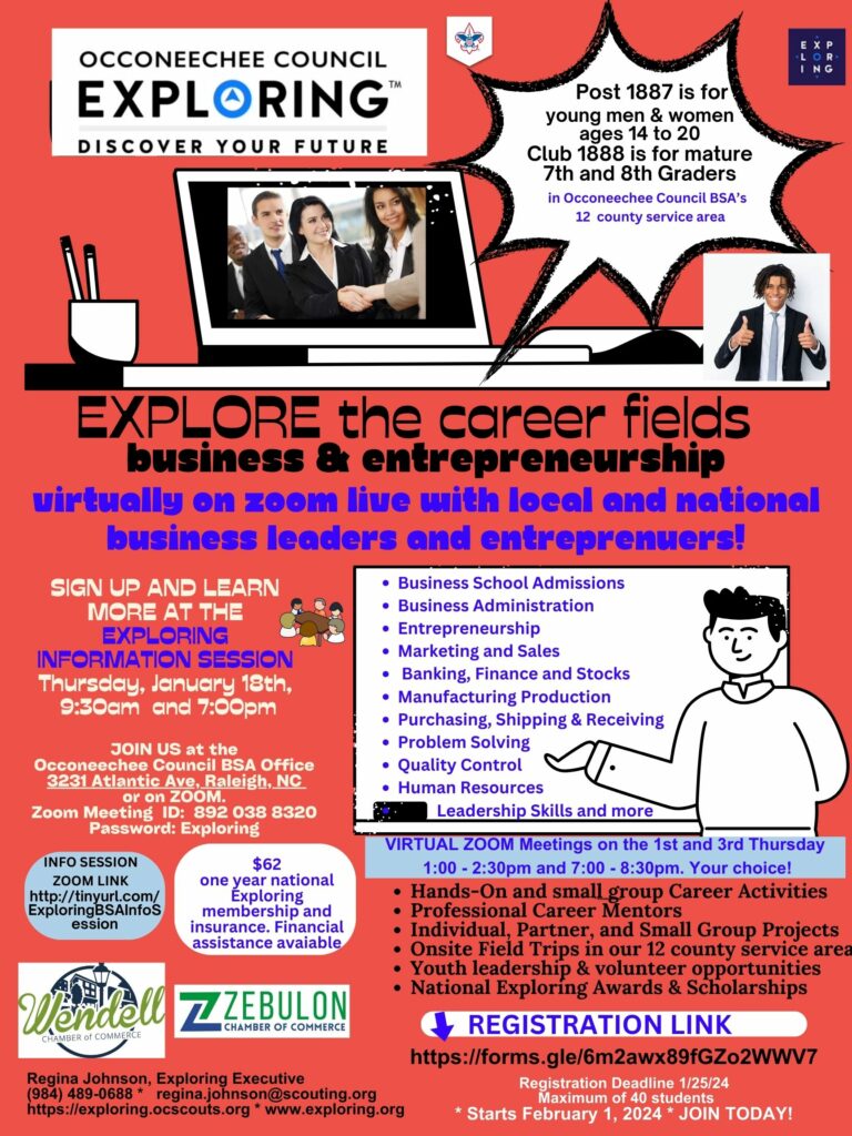 Business & Entrepreneurship VIRTUAL with onsite field trips - Explorer Post 1887 and Club 1888